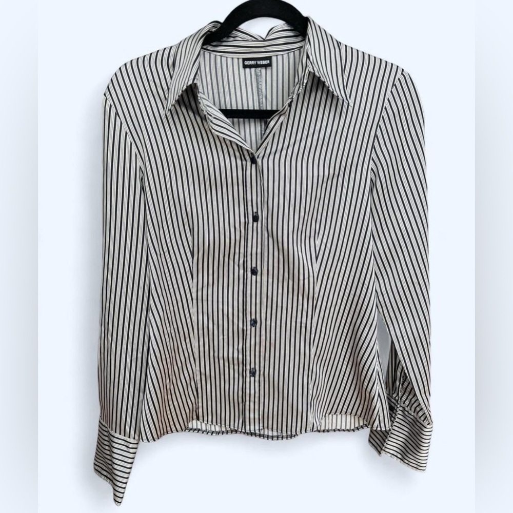 Gerry Weber Black White Striped Whimsigoth Business Casual Top 38